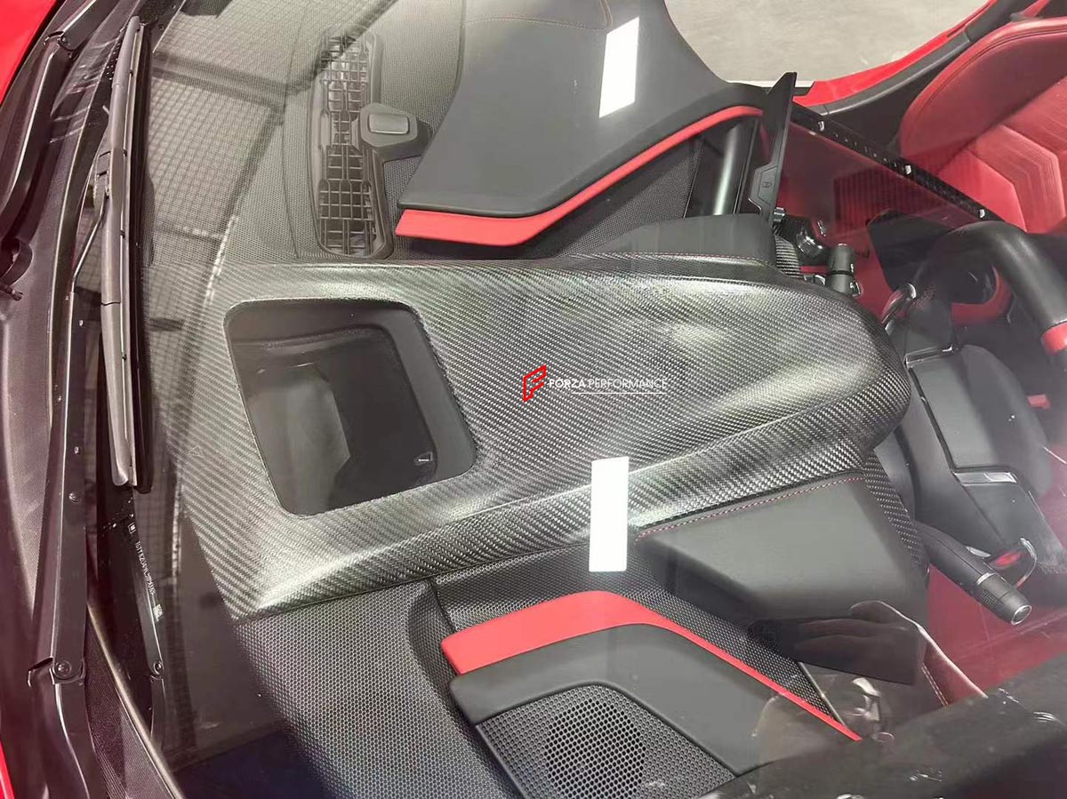 CARBON INTERIOR TRIM KIT for CHEVROLET CORVETTE C8 STINGRAY Z06 E RAY 2020+ Forza Performance Custom fit
Set includes:

Door Trim Panels
Door Window Switch Panels
Door Pull Handle Trims
Steering Wheel Trim
Center Console Trim
Rear Bulkhead Trim
Material: Carbon

NOTE: Professional installation is required.