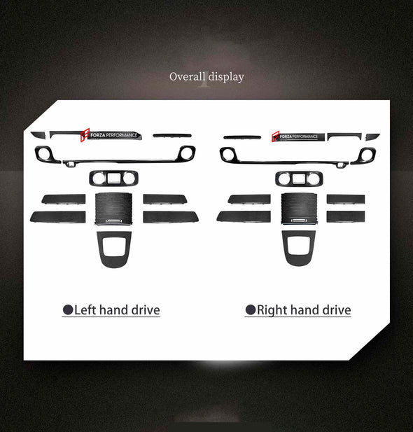 CARBON INTERIOR TRIM KIT for MERCEDES-BENZ G-CLASS G63 W465 2024+

Set includes:

Dashboard Trims
Center Console Trims
Steering Wheel Trims

Material: Carbon Fiber

NOTE: Professional installation is required.

Payment ►

Visa

Mastercard

PayPal with a credit card (add 4.4% at checkout)
Payoneer
Cryptocurrency
Shipment ►
By express DHL/UPS/TNT/FedEx
To the local international airport
Special line by air
Special line by the sea
To Europe and the UK by train

Please let us know which shipping option you pref