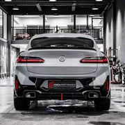 CARBON REAR DIFFUSER AND REAR BUMPER FINS for BMW X4 G02 LCI 2021+

Set includes:
Rear Bumper Fins
Rear Diffuser

Material: Carbon

NOTE: Professional installation is required.