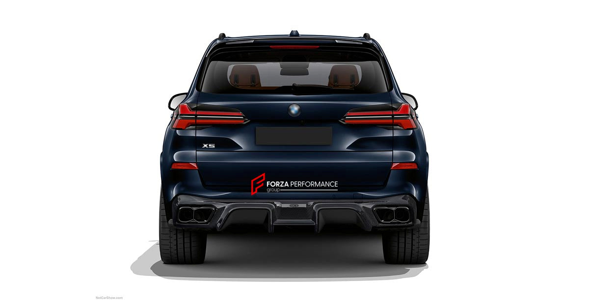 Carbon Rear Diffuser for BMW X5 LCI G05 G18 40i 50e M50i M60i xDrive sDrive 2019+
Set includes:

Rear Diffuser
Material: Carbon

NOTE: Professional installation is required.