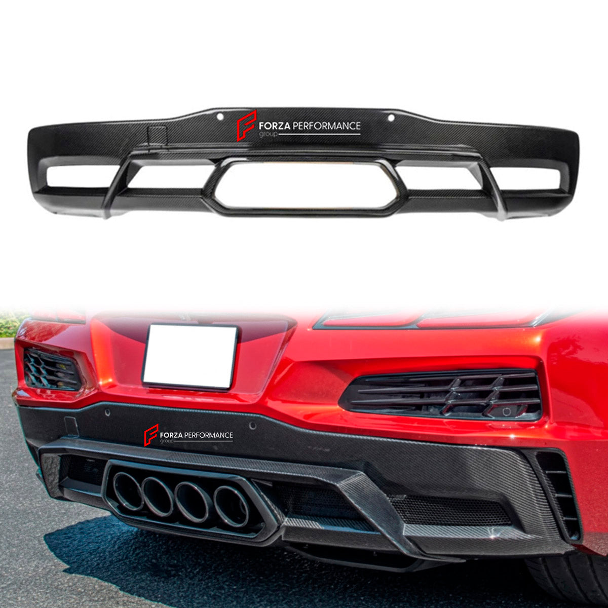 CARBON Rear Diffuser for Chevrolet Corvette C8 Z06 2020 - 2026
Set includes:

Rear Diffuser
Material: Carbon

NOTE: Professional installation is required.