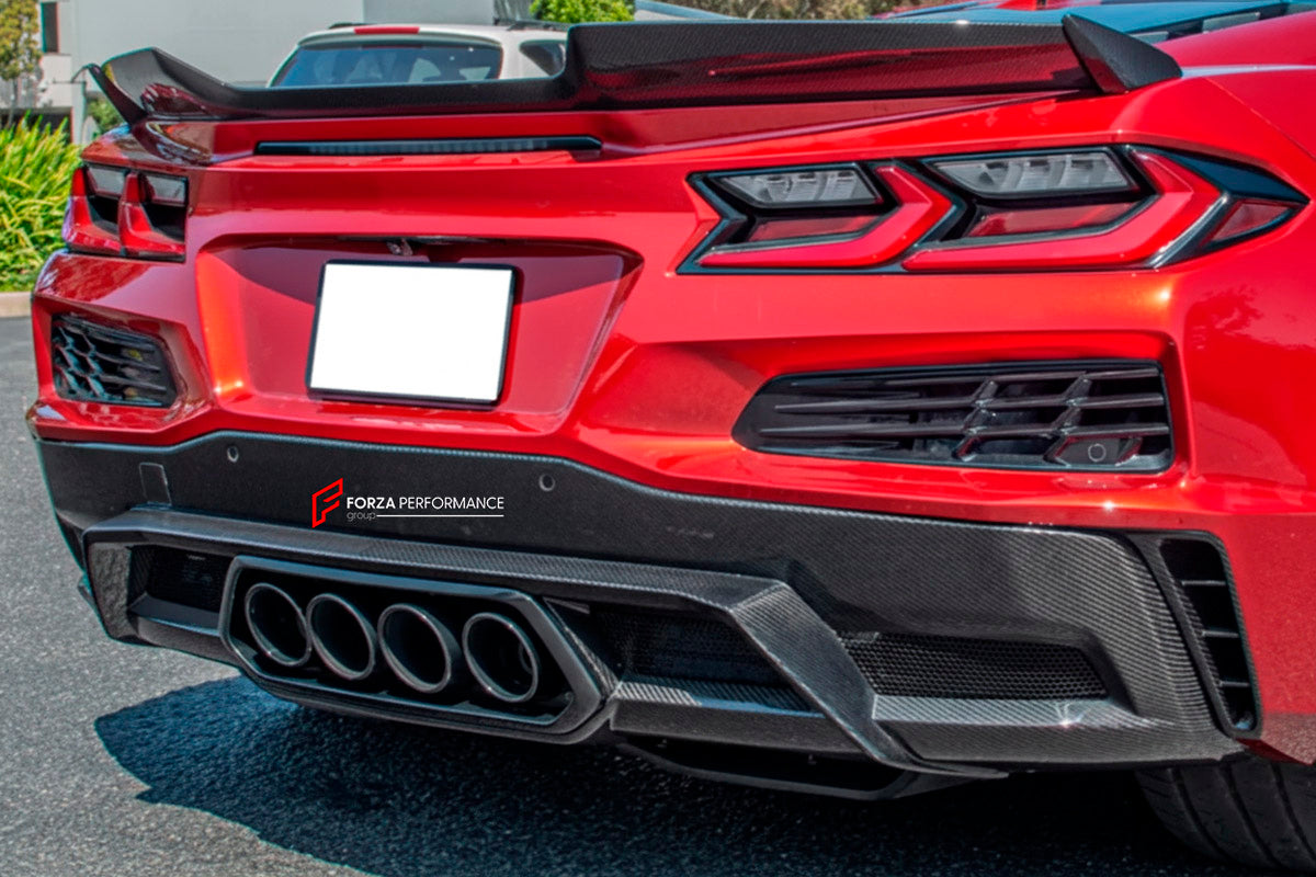 CARBON Rear Diffuser for Chevrolet Corvette C8 Z06 2020 - 2026
Set includes:

Rear Diffuser
Material: Carbon

NOTE: Professional installation is required.