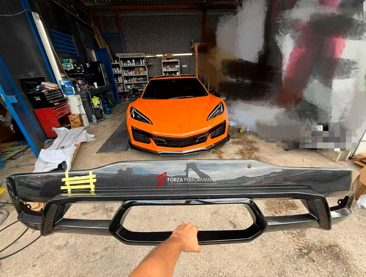 CARBON Rear Diffuser for Chevrolet Corvette C8 Z06 2020 - 2026
Set includes:

Rear Diffuser
Material: Carbon

NOTE: Professional installation is required.
