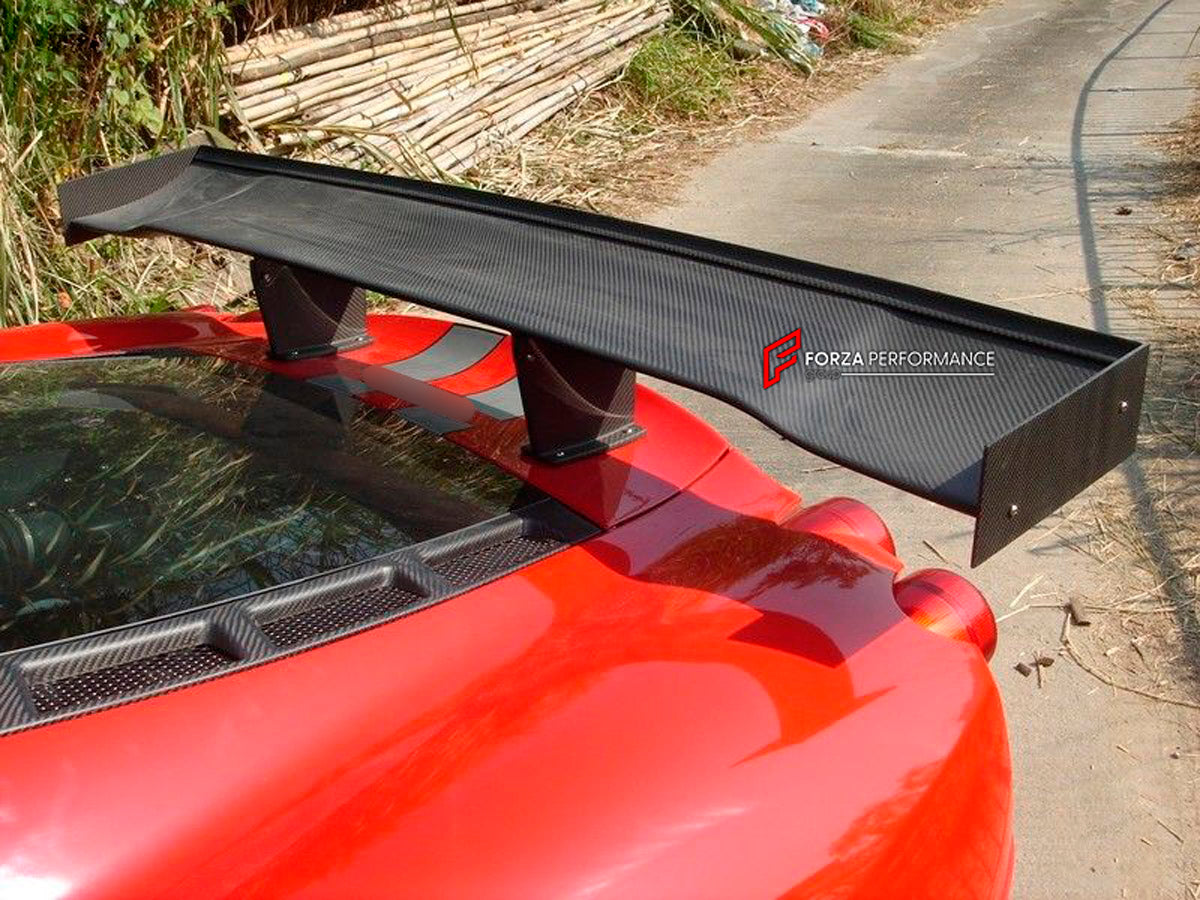Carbon Rear Spoiler Wing for Ferrari F430
Set includes:

Rear Spoiler Wing
Material: Carbon

NOTE: Professional installation is required.
