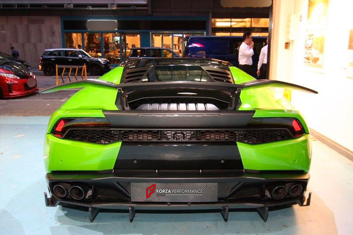 Carbon Rear Spoiler Wing for Lamborghini Huracan LP580 LP610
Set includes:

Rear Spoiler Wing
Material: Carbon

NOTE: Professional installation is required.