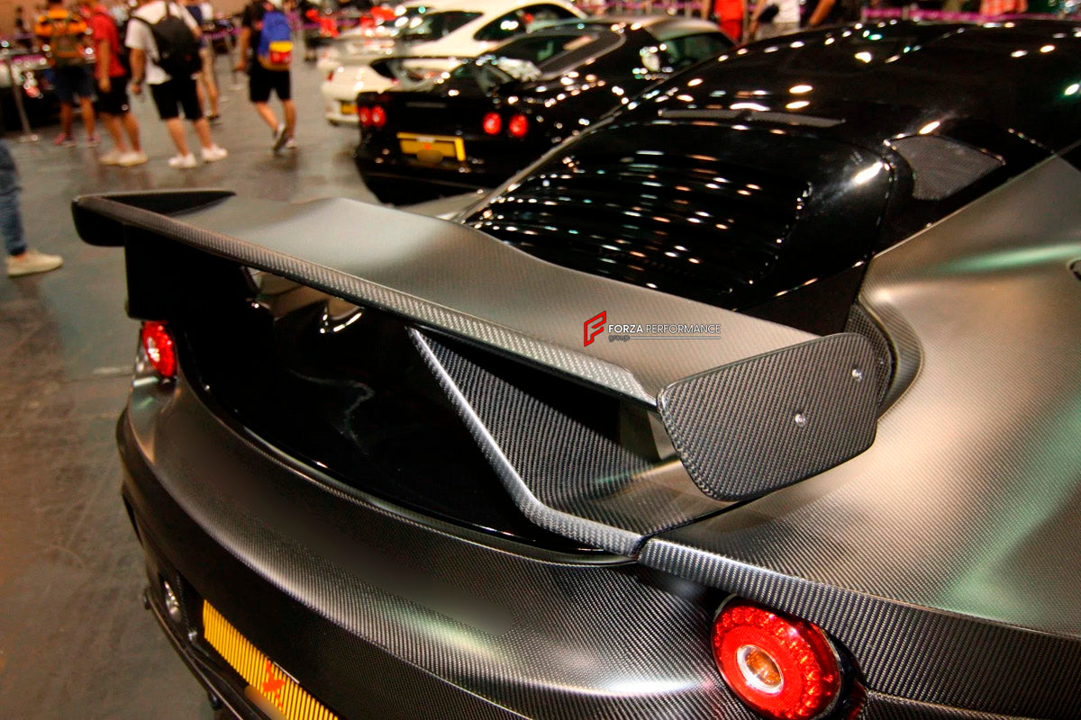 Carbon Rear Spoiler Wing for Lotus Evora S GT4 2010 - 2015
Set includes:

Rear Spoiler Wing
Material: Carbon

NOTE: Professional installation is required.