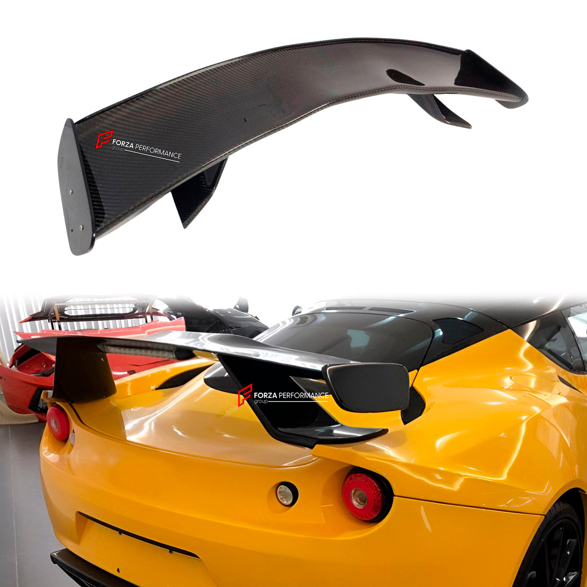 Carbon Rear Spoiler Wing for Lotus Evora S GT4 GTE 2009 - 2021
Set includes:

Rear Spoiler Wing
Material: Carbon

NOTE: Professional installation is required.