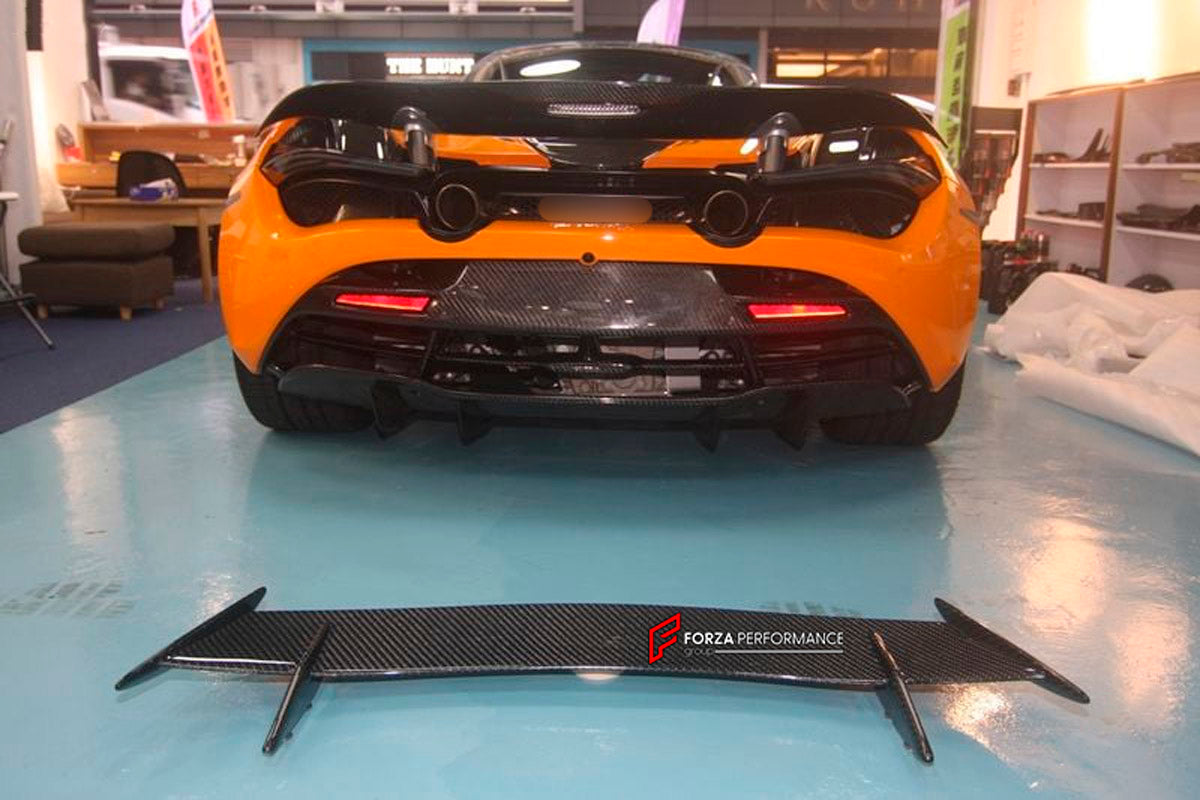 CARBON REAR SPOILER WING for McLaren 720S Coupe
Set includes:

Rear Spoiler Wing
Material: Carbon

NOTE: Professional installation is required.