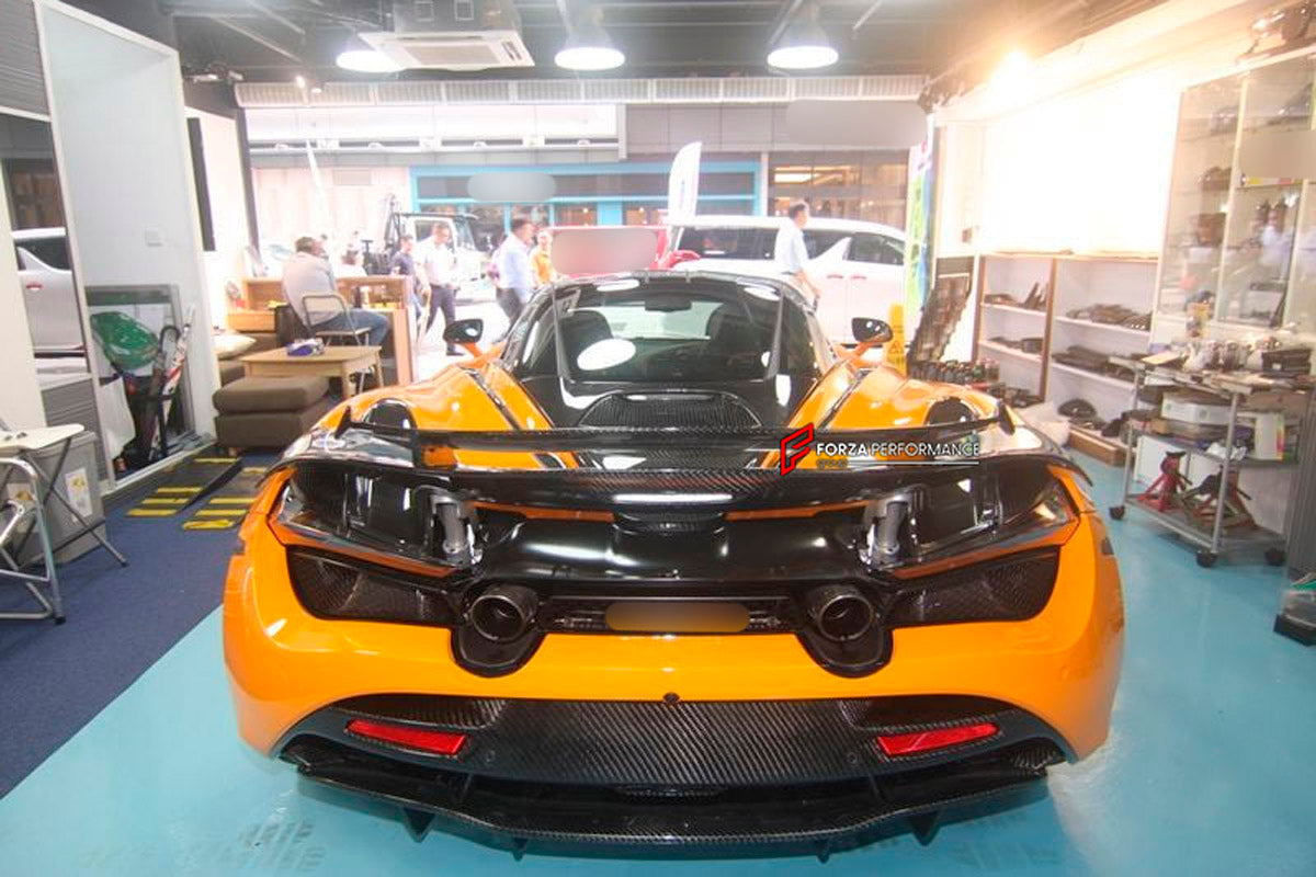 CARBON REAR SPOILER WING for McLaren 720S Coupe
Set includes:

Rear Spoiler Wing
Material: Carbon

NOTE: Professional installation is required.