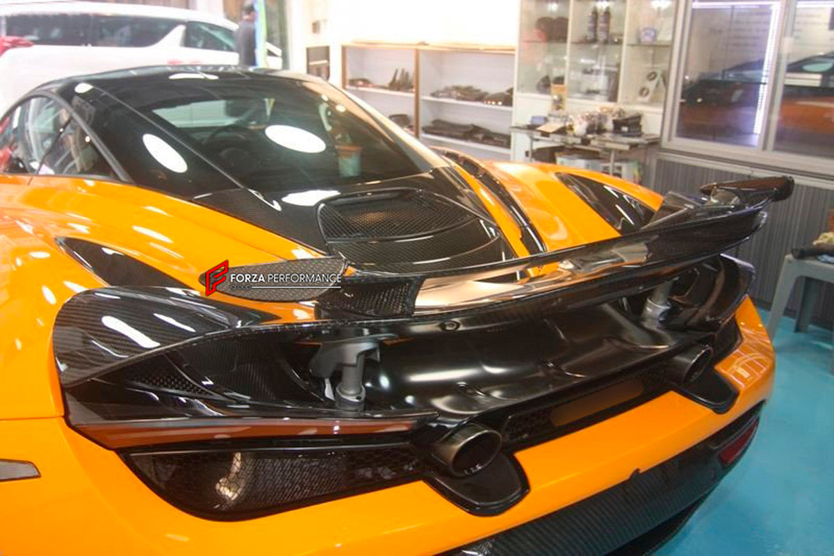 CARBON REAR SPOILER WING for McLaren 720S Coupe
Set includes:

Rear Spoiler Wing
Material: Carbon

NOTE: Professional installation is required.
