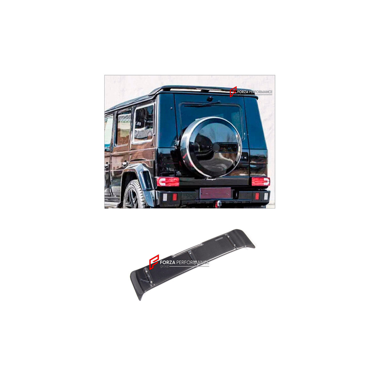 CARBON REAR SPOILER WING for MERCEDES-BENZ G-CLASS W463 2008 - 2018

Set includes:
Rear Spoiler Wing

Material: Carbon

NOTE: Professional installation is required.