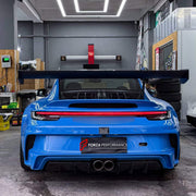 CARBON REAR SPOILER WING for PORSCHE 911 992 2019+

Set includes:
Rear Spoiler Wing

Material: Carbon

NOTE: Professional installation is required.