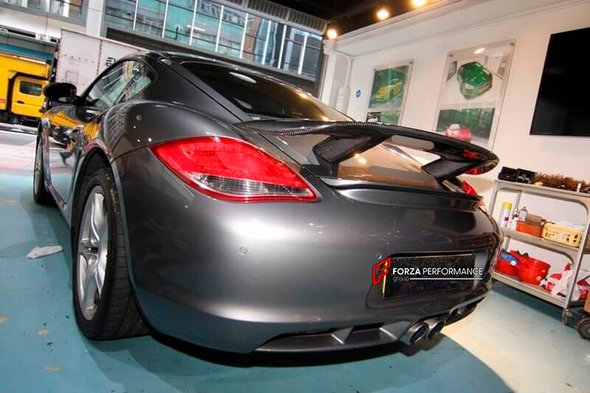 Carbon Rear Spoiler Wing for Porsche Cayman 987 2006 - 2010
Set includes:

Rear Spoiler Wing
Material: Carbon

NOTE: Professional installation is required.