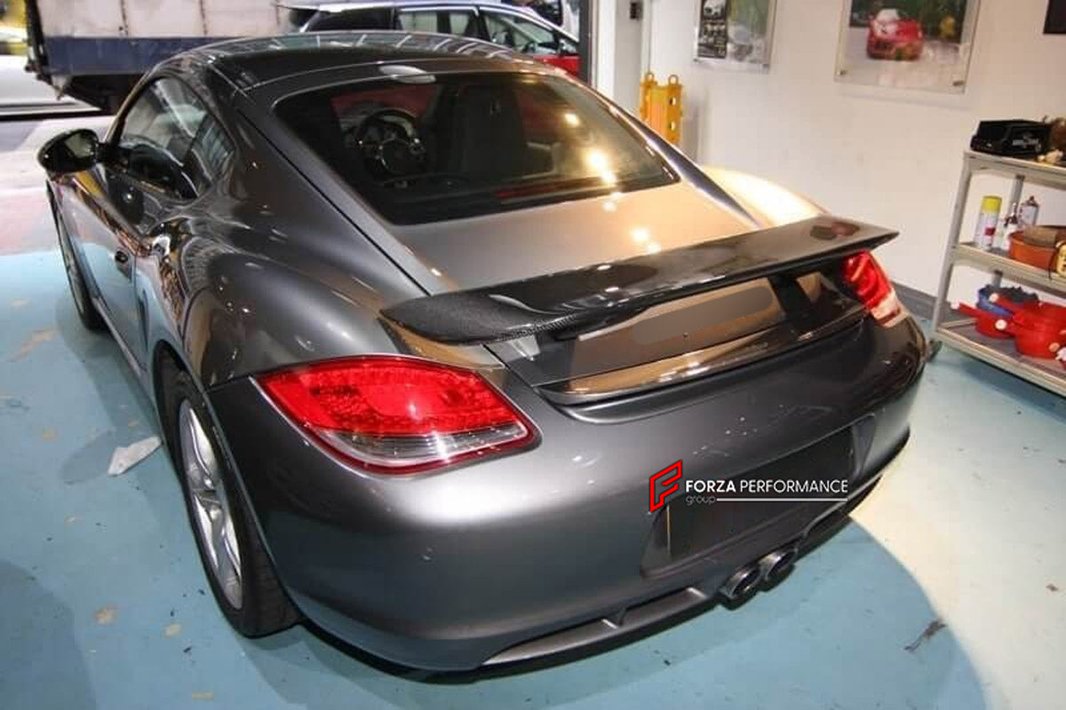 Carbon Rear Spoiler Wing for Porsche Cayman 987 2006 - 2010
Set includes:

Rear Spoiler Wing
Material: Carbon

NOTE: Professional installation is required.