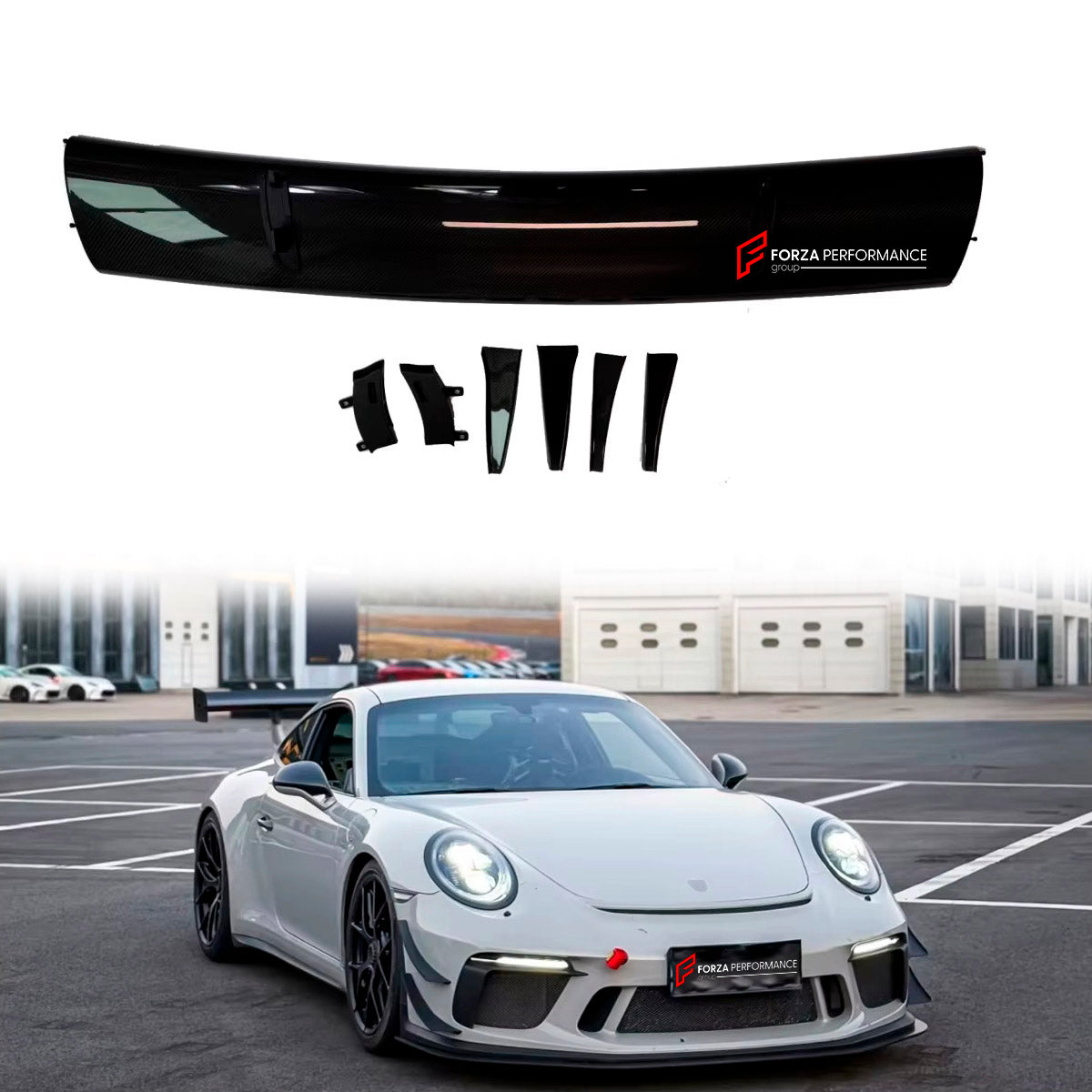 Carbon Rear Spoiler Wing Replacement for Porsche 991.1 991.2 GT3 2011 - 2020
Set includes:

Rear Spoiler Wing
Material: Carbon

NOTE: Professional installation is required.
