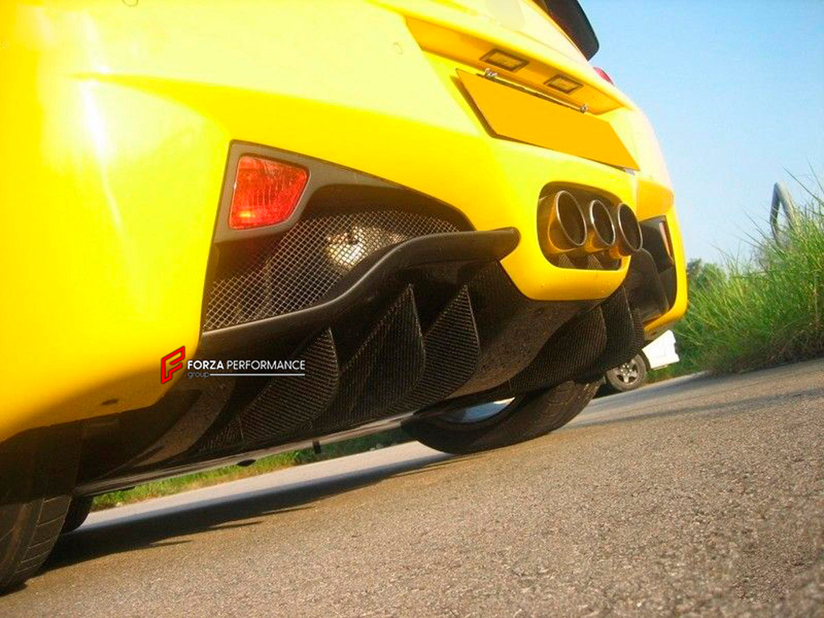 Carbon Rear Under Diffuser With Fins for Ferrari 458 Italia Spider
Set includes:

Rear Diffuser
Material: Carbon

NOTE: Professional installation is required.