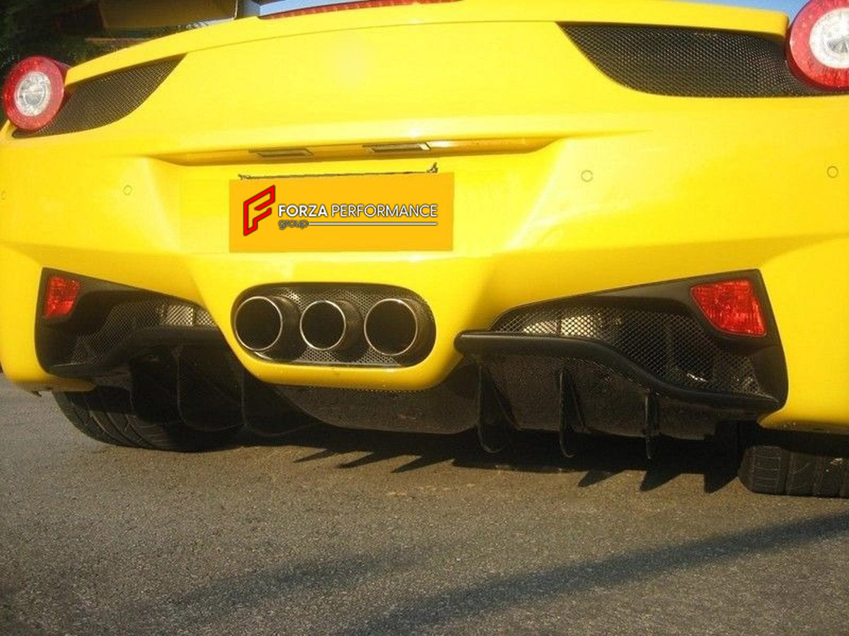 Carbon Rear Under Diffuser With Fins for Ferrari 458 Italia Spider
Set includes:

Rear Diffuser
Material: Carbon

NOTE: Professional installation is required.
