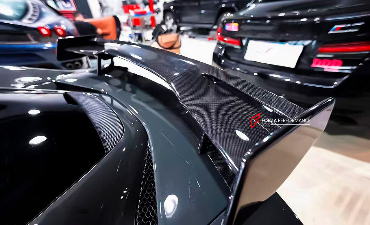 CARBON REAR WING SPOILER for FERRARI 296 GTS GTB

Set includes:

Rear Spoiler

Material: Carbon Fiber

Note: Professional installation is required.