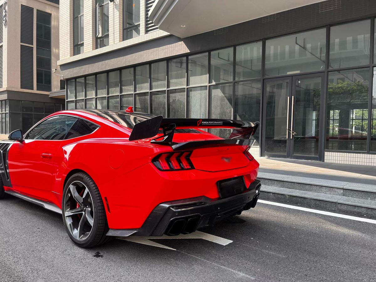 CARBON REAR WING SPOILER for FORD MUSTANG VII 7 S650 2024+ Forza Performance Custom fit
Set includes:

Rear Wing Spoiler
Material: Carbon

NOTE: Professional installation is required.