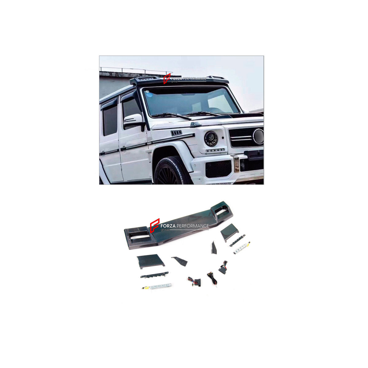 CARBON ROOF LIGHT BAR for MERCEDES-BENZ G-CLASS W463 4X4 2008 - 2018 FORZA PERFORMANCE custom fit 4X4 Style

Set includes:
Roof Light Bar

Material: Carbon

NOTE: Professional installation is required.
