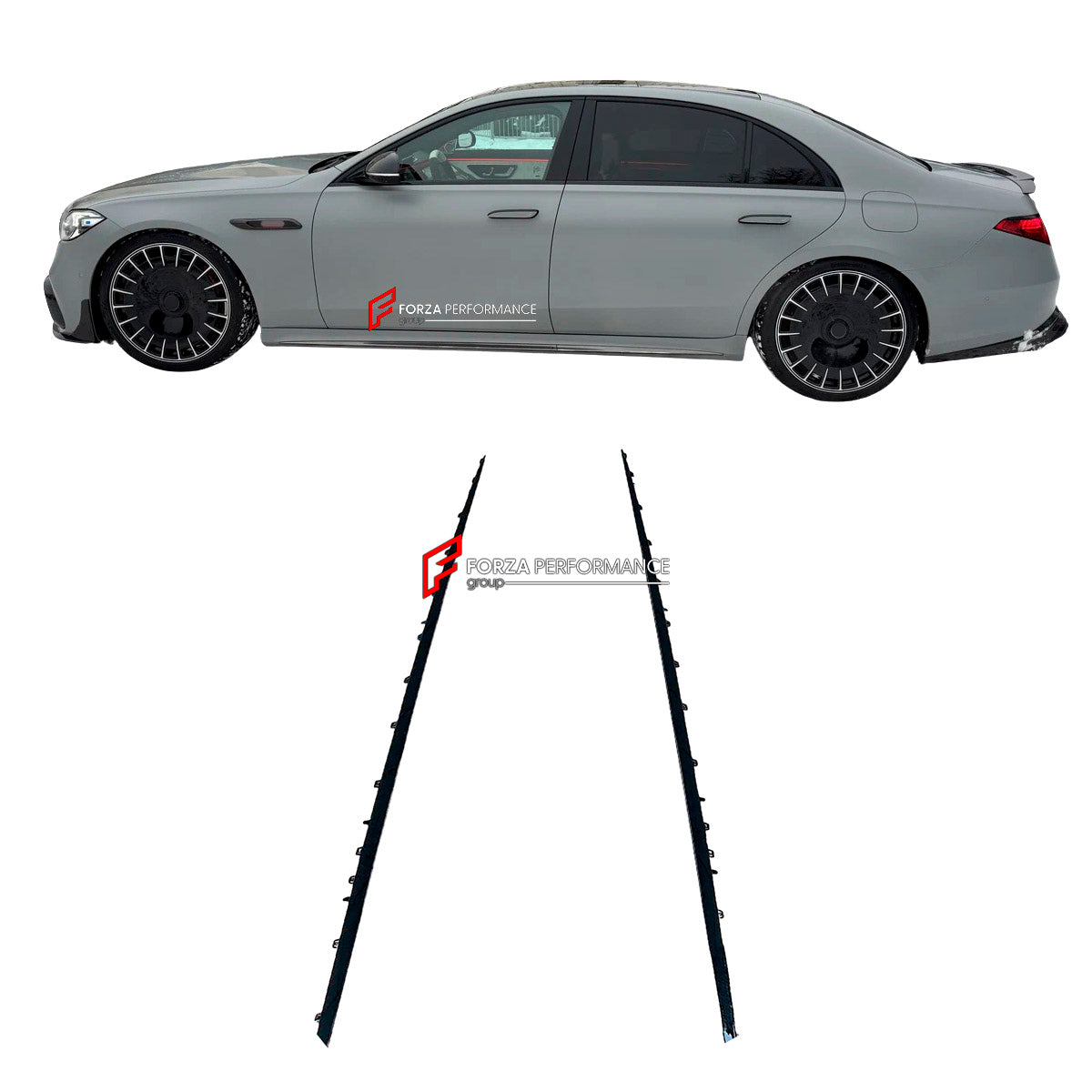 CONVERSION UPGRADE FACELIFT OLD TO NEW BODY KIT for Mercedes Benz S CLASS W223 2021 - 2026 to S63 W223 2023 - 2026
Set includes:

Front Lip
Front Bumper
Front Grille
Front Bumper Vents
Led Light Covers / Front Fascia Attachments
Side Skirts
Rear Bumper
Rear Diffuser
Trunk Spoiler
Exhaust Tips
Material: Dry Carbon

NOTE: Professional installation is required.