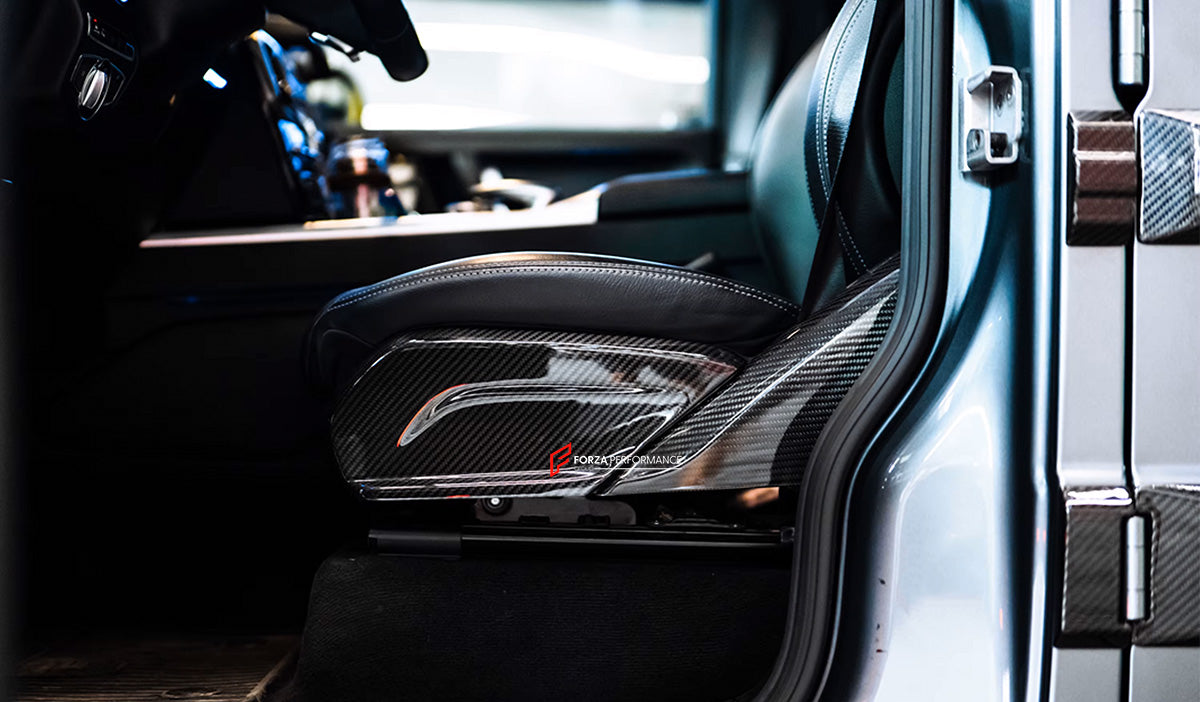 CARBON SEAT SIDE PANELS for MERCEDES-BENZ G-CLASS W465 G450 G350 G500 G550 AMG G63 G63 2024+

Set includes:

Seat Side Panels

Material: Carbon Fiber

NOTE: Professional installation is required.