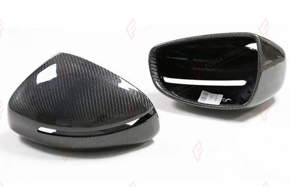 CARBON SIDE MIRROR COVERS for AUDI R8 2007 - 2015
Set includes:

Side Mirror Covers
Material: Carbon

NOTE: Professional installation is required.