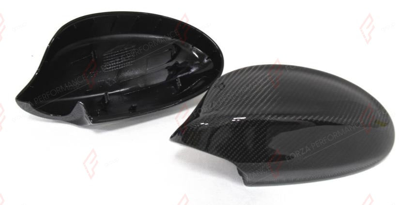 CARBON SIDE MIRROR COVERS for BMW 3 SERIES E90 PRE LCI 2005 - 2008
Set includes:

Side Mirror Covers
Material: Carbon

NOTE: Professional installation is required.