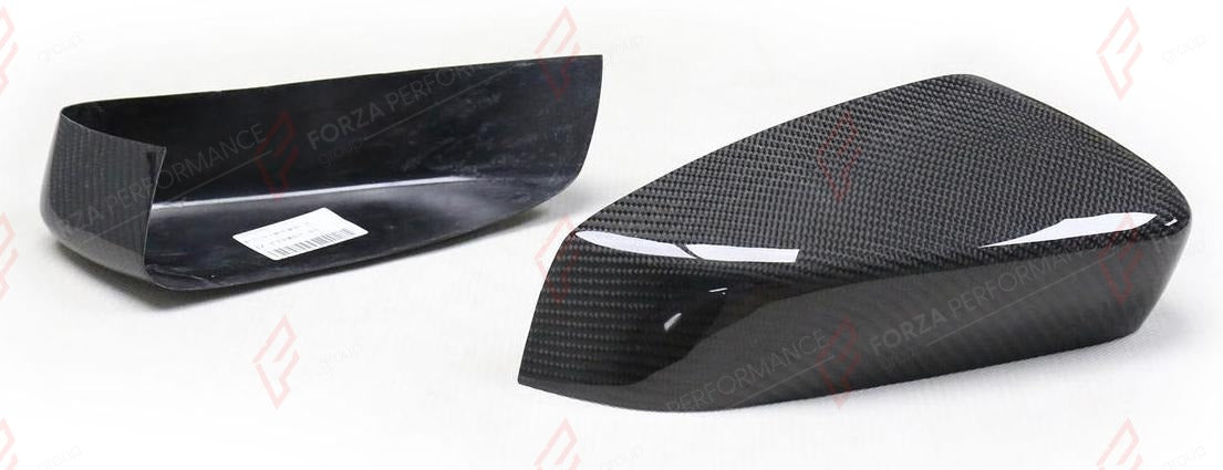 CARBON SIDE MIRROR COVERS for FORD MUSTANG S197 2007 - 2012
Set includes:

Side Mirror Covers
Material: Carbon

NOTE: Add-on type - installs over the original part. Professional installation is required.