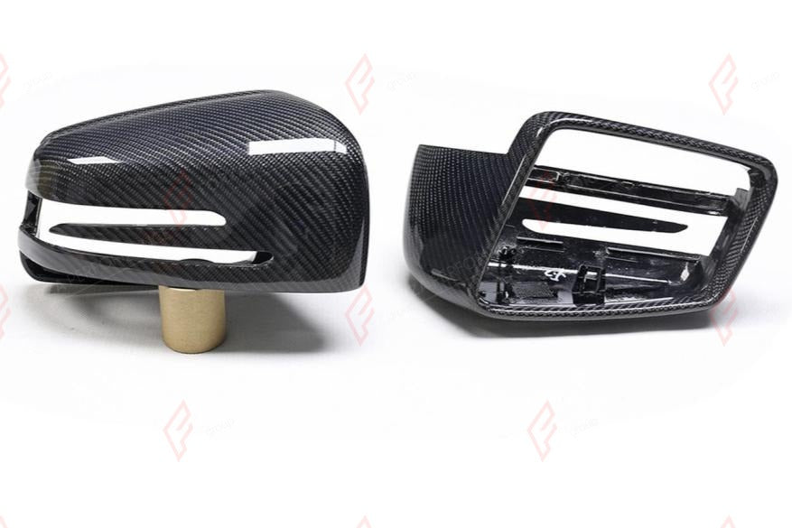 CARBON SIDE MIRROR COVERS for MERCEDES BENZ A CLASS W176 2013 - 2018
Set includes:

Side Mirror Covers
Material: Carbon

NOTE: Professional installation is required.