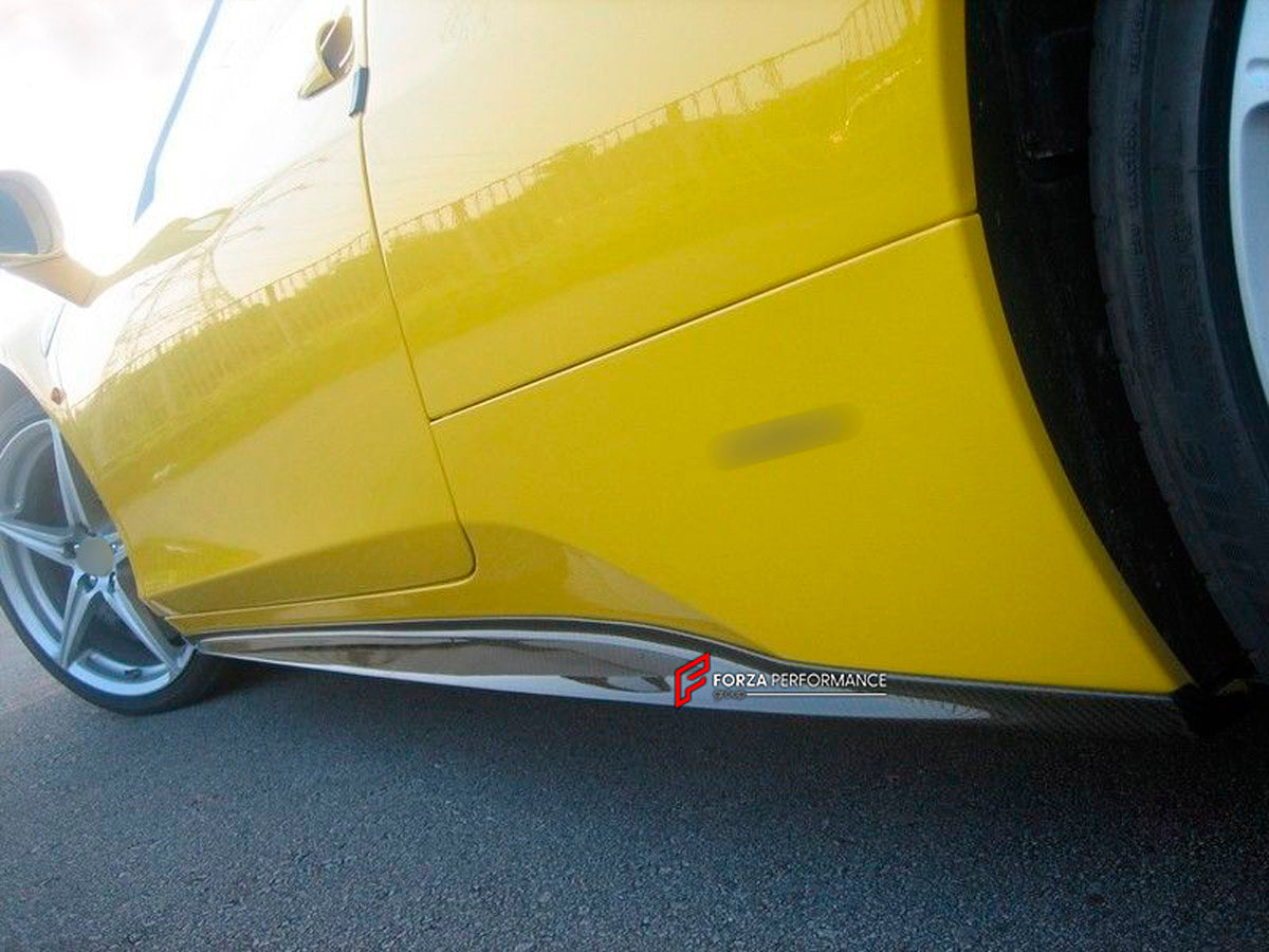 Carbon Side Skirt for Ferrari 458 Italia Spider REV004
Set includes:

Side Skirts
Material: Carbon

NOTE: Professional installation is required.