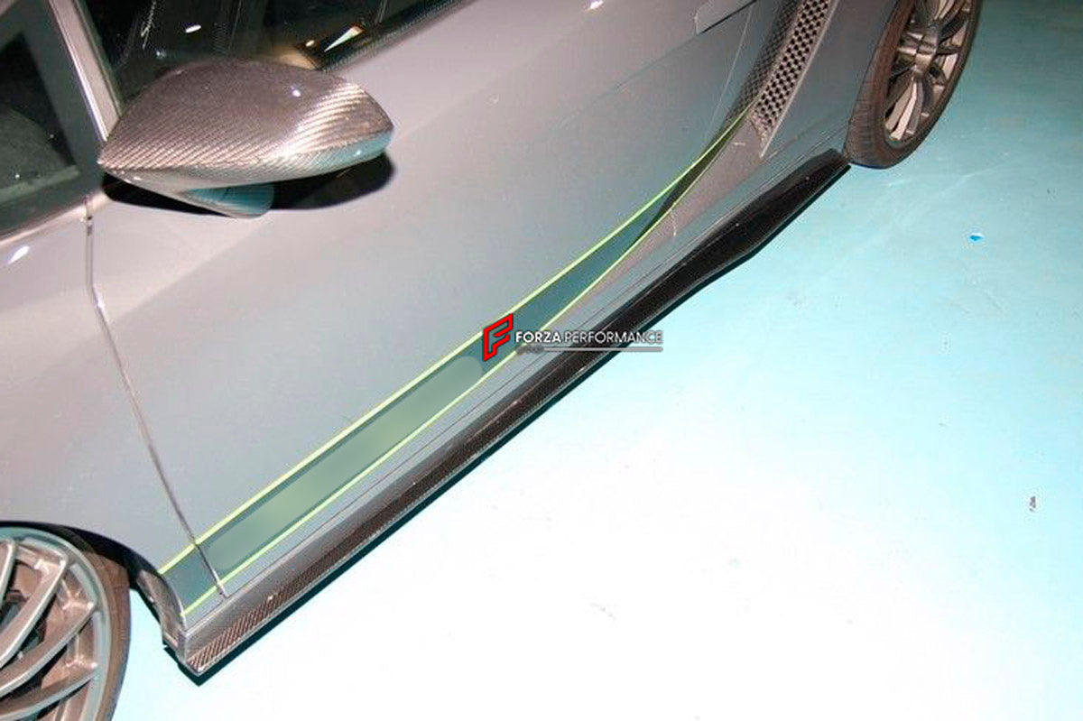 CARBON SIDE SKIRT for Lamborghini Gallardo 2003 - 2013
Set includes:

Side Skirts
Material: Carbon

NOTE: Professional installation is required.