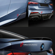 CARBON SIDE SKIRTS REAR DIFFUSER REAR SPOILER for BMW 4 SERIES G22 COUPE CONVERTIBLE M440i 430i XDRIVE 2020 - 2024 FORZA PERFORMANCE Custom fit Dry Carbon Achen Cybe Achencybe Design Style
Set includes:

Side Skirts
Rear Diffuser
Rear Spoiler
Material: Carbon

NOTE: Professional installation is required.