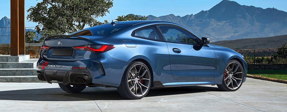 CARBON SIDE SKIRTS REAR DIFFUSER REAR SPOILER for BMW 4 SERIES G22 COUPE CONVERTIBLE M440i 430i XDRIVE 2020 - 2024 FORZA PERFORMANCE Custom fit Dry Carbon Achen Cybe Achencybe Design Style
Set includes:

Side Skirts
Rear Diffuser
Rear Spoiler
Material: Carbon

NOTE: Professional installation is required.