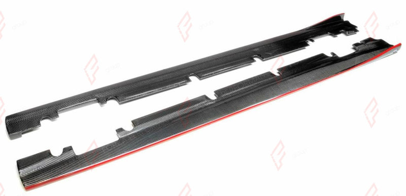 CARBON SIDE SKIRTS WITH RED LINE for MERCEDES BENZ CLA W117 2013 - 2019