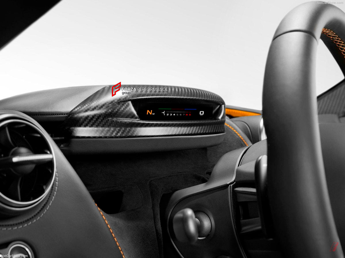 Carbon Speedometer Surround Cover for McLaren 720S Coupe
Set includes:

Speedometer Surround Cover
Material: Carbon

NOTE: Professional installation is required.