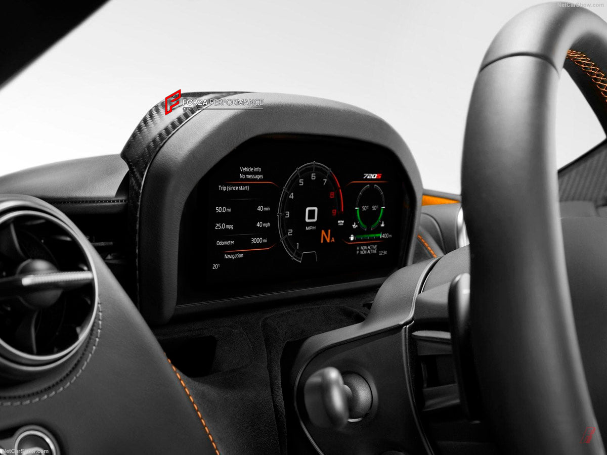 Carbon Speedometer Surround Cover for McLaren 720S Coupe
Set includes:

Speedometer Surround Cover
Material: Carbon

NOTE: Professional installation is required.