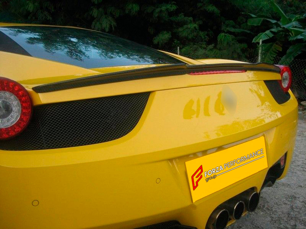 Carbon Ducktail Spoiler for Ferrari 458 Italia TM003A
Set includes:

Ducktail Spoiler
Material: Carbon

NOTE: Professional installation is required.