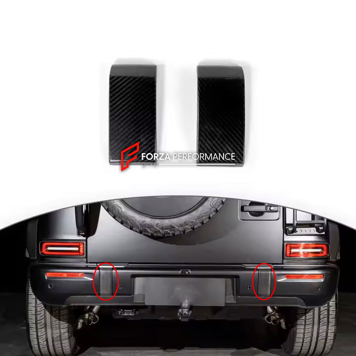 CARBON TRIM BUMPER COVERS for MERCEDES BENZ AMG G63 W463A W464 2018+

Set includes:

Carbon trim for the front bumper
Carbon trim for the rear bumper

Material: Dry carbon