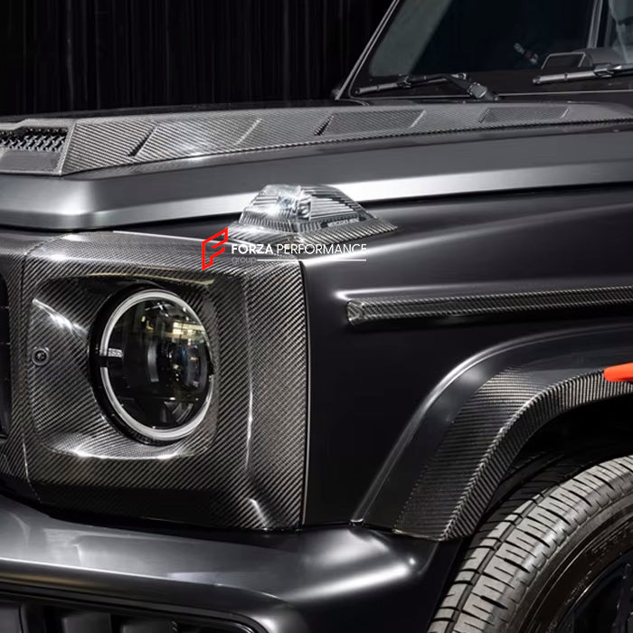 CARBON TURNING LIGHTS FRAME COVERS for MERCEDES BENZ AMG G63 W465 G350 G500 G550 AMG G63 2024+

Set includes:

Turning Lights Frame Cover

Material: Dry carbon