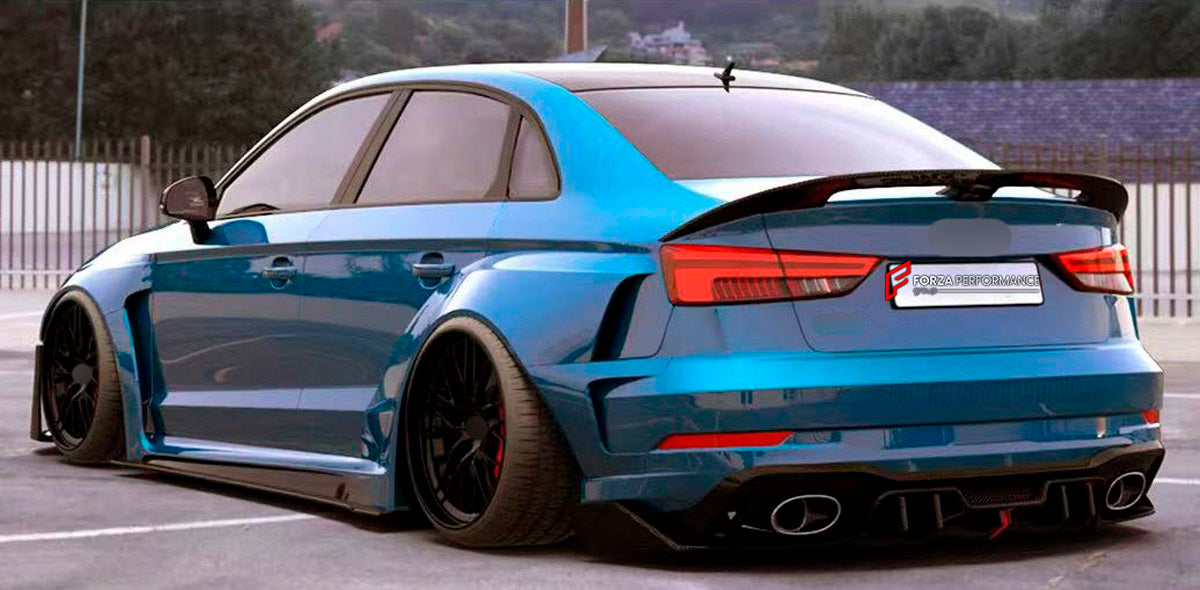 CARBON WIDE BODY KIT for AUDI RS3 2022+

Set Includes:

Front Lip
Front Bumper
Hood Bonnet
Fenders
Side Skirts
Rear Spoiler
Rear Diffuser
Material: Carbon

Note: Professional installation is required.