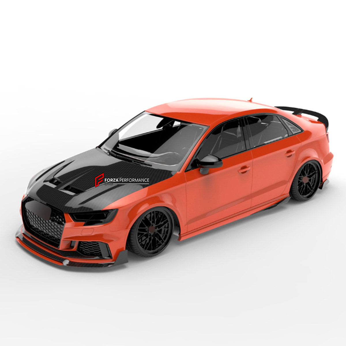 CARBON WIDE BODY KIT for AUDI RS3 2022+

Set Includes:

Front Lip
Front Bumper
Hood Bonnet
Fenders
Side Skirts
Rear Spoiler
Rear Diffuser
Material: Carbon

Note: Professional installation is required.