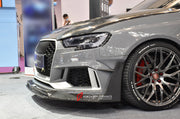 CARBON WIDE BODY KIT for AUDI RS3 2022+

Set Includes:

Front Lip
Front Bumper
Hood Bonnet
Fenders
Side Skirts
Rear Spoiler
Rear Diffuser
Material: Carbon

Note: Professional installation is required.