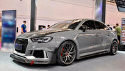 CARBON WIDE BODY KIT for AUDI RS3 2022+

Set Includes:

Front Lip
Front Bumper
Hood Bonnet
Fenders
Side Skirts
Rear Spoiler
Rear Diffuser
Material: Carbon

Note: Professional installation is required.