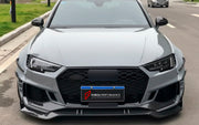 CARBON WIDE BODY KIT for AUDI RS4 B9 2018+

Set Includes:

Front Lip
Front Bumper Canards
Fenders
Side Skirts
Roof Spoiler
Rear Spoiler
Rear Diffuser
Material: Carbon

Note: Professional installation is required.
