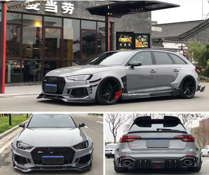 CARBON WIDE BODY KIT for AUDI RS4 B9 2018+

Set Include:

Front Lip

Front Bumper Canards

Fenders
Side Skirts
Roof Spoiler
Rear Spoiler
Rear Diffuser

Material: Carbon


Note: Professional installation is required.

Why “Contact Us for Pricing”?

We don’t display fixed prices because our goal is to offer you the most competitive deal possible. Product costs often decrease over time, and by requesting a quote, you’ll receive our most up-to-date price on market.

SECURED PAYMENT METHODS&nbsp;
PayPal (+4.4% f