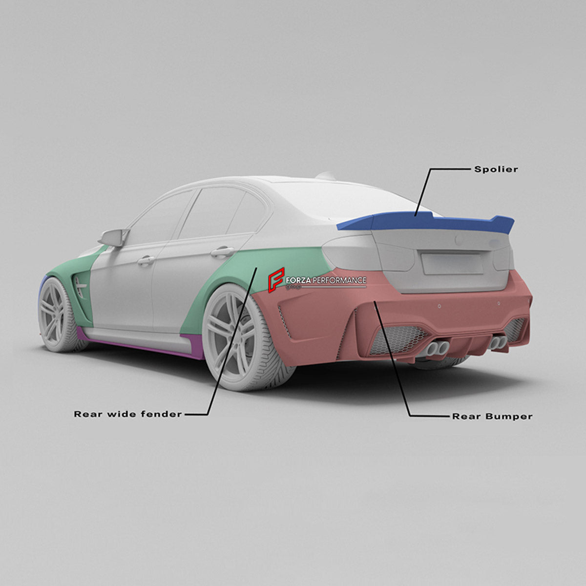 CARBON WIDE BODY KIT for BMW 3 SERIES F30 2012 - 2019

Set Includes:

Front Lip
Front Bumper
Fenders
Side Skirts
Rear Spoiler
Rear Bumper
Material: Carbon

Note: Professional installation is required.