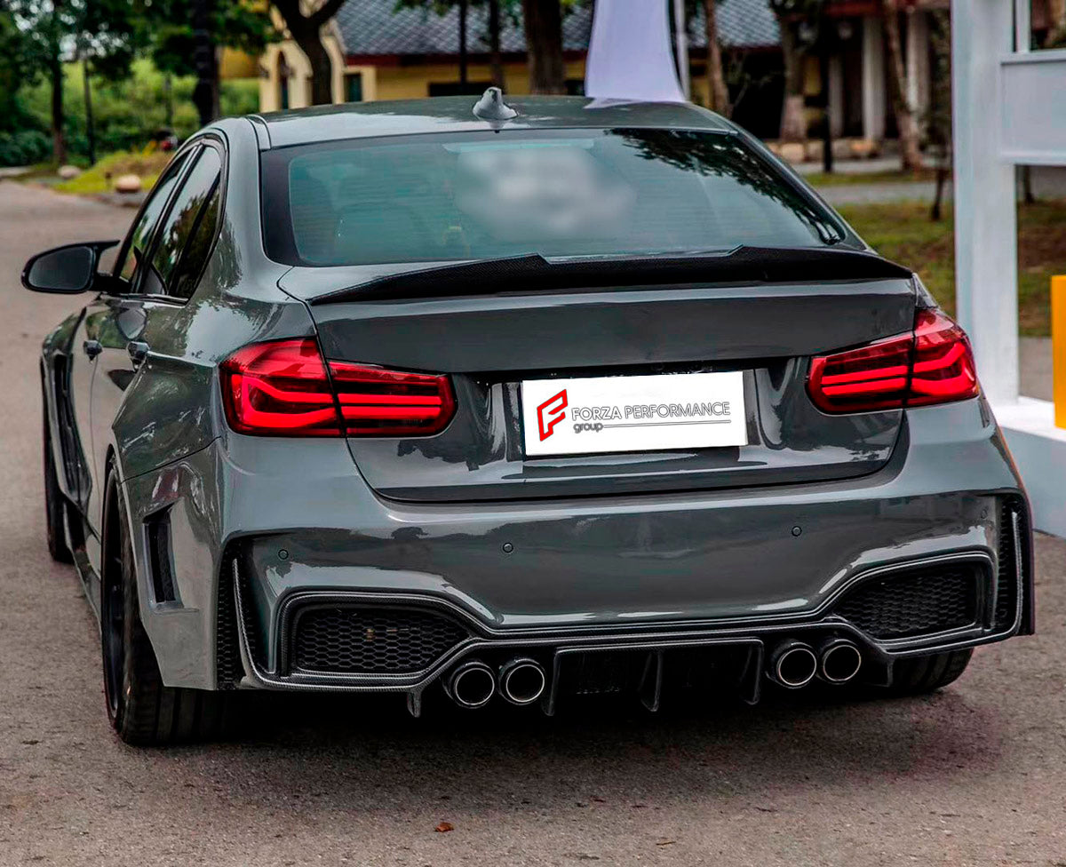 CARBON WIDE BODY KIT for BMW 3 SERIES F30 2012 - 2019

Set Includes:

Front Lip
Front Bumper
Fenders
Side Skirts
Rear Spoiler
Rear Bumper
Material: Carbon

Note: Professional installation is required.