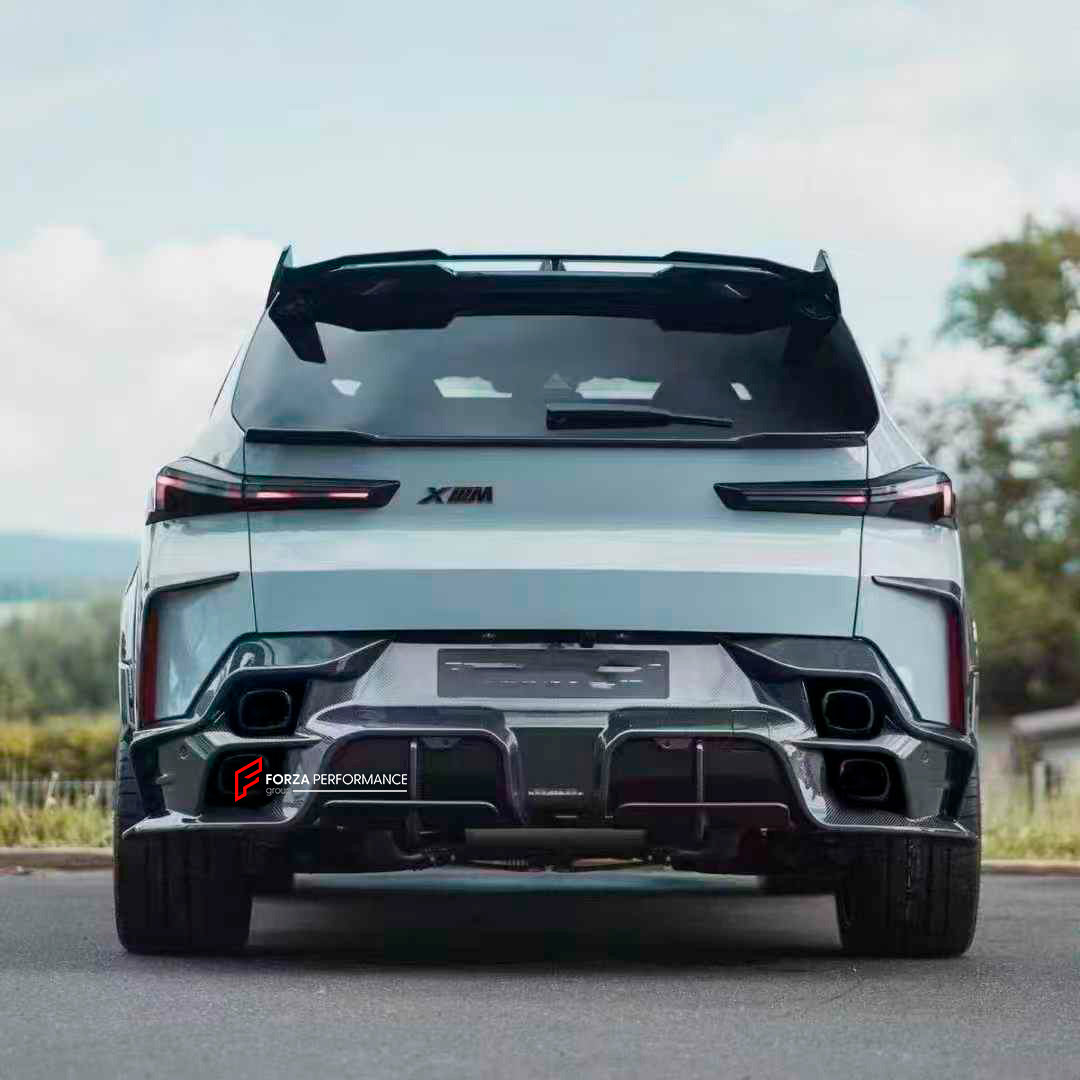 CARBON WIDE BODY KIT for BMW XM G09 2023+

Set includes:

Front Lip
Front Bumper Trims
Hood / Bonnet Cover
Side Mirror Covers
Fender Flares
Side Skirts
Roof Spoiler
Rear Spoiler
Rear Bumper Trims
Rear Diffuser

Material: Carbon Fiber

Note: Professional installation is required.

Contact us for pricing.
