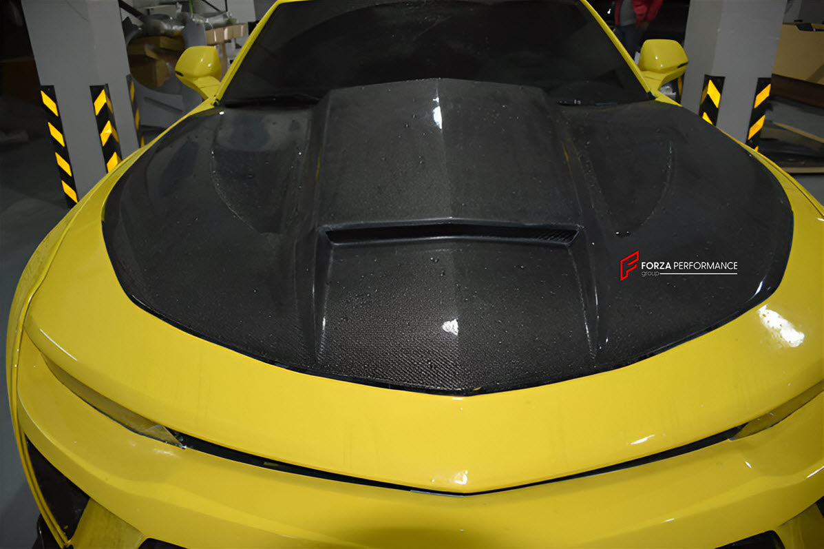 CARBON WIDE BODY KIT for CHEVROLET CAMARO VI 2019 - 2024

Set Include:

Front Lip
Front Bumper
Front Bumper Fins
Hood Bonnet
Fenders
Side Skirts
GT Wing Spoiler
Rear Diffuser
Rear Bumper
Material: Carbon

Note: Professional installation is required.